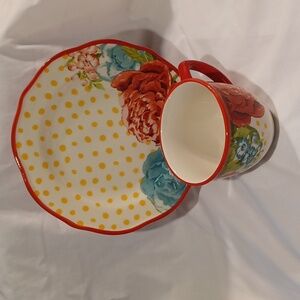The Pioneer Woman Two Pieces 1 Salad Plate (New) & 1 Mug Blossom Jubilee Pattern